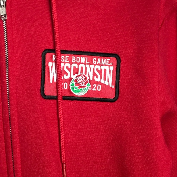 NWT Wisconsin Badgers Red 2020 Rose Bowl Full Zip Hooded Sweatshirt - Picture 7 of 9